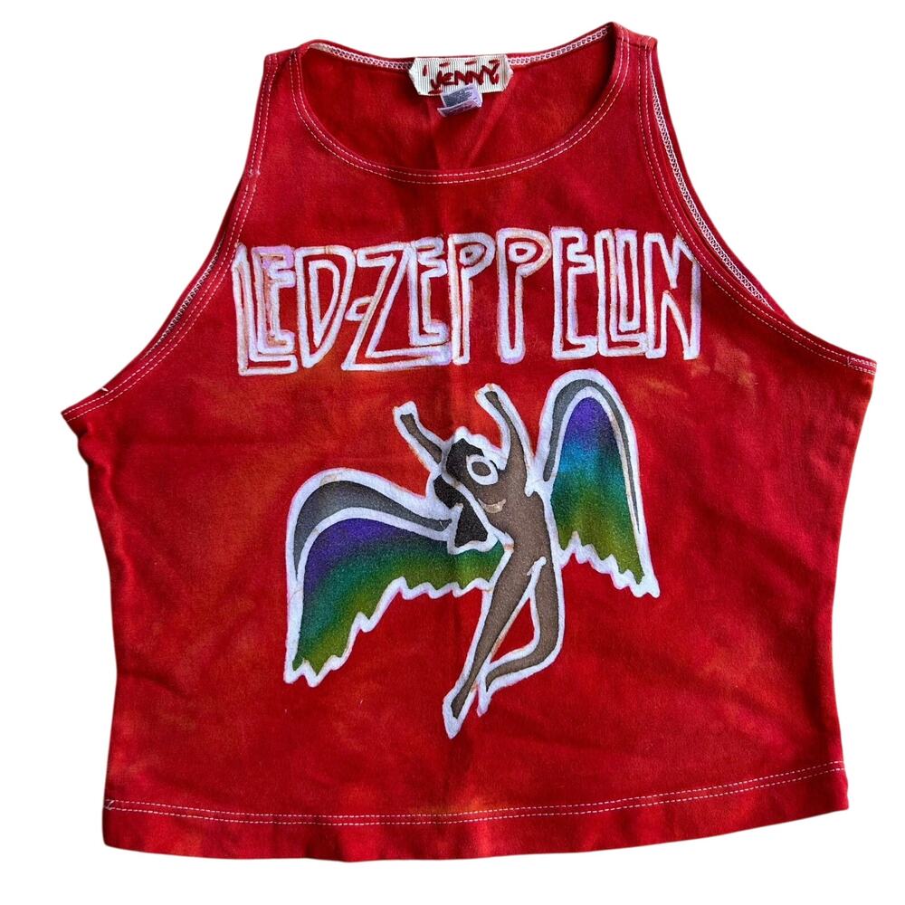 HAND-PAINTED Led Zeppelin HALTER top BATIK CROP TOP by Jenni American apparel